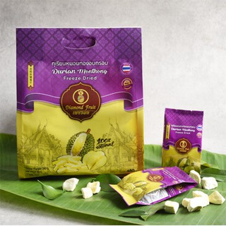 Diamond Fruit ทุเรียนหมอนทองฟรีซดราย อบกรอบ  Freeze-Dried Durian ขนาดน้ำหนักรวม 280 g.