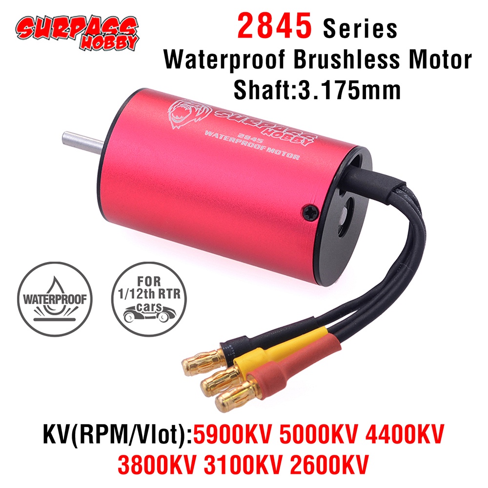 Surpasshobby มอเตอร์ไร้แปรงถ่าน กันน้ํา เอาท์พุตสูง 3.175 มม. สําหรับรถบังคับ Traxxas Trx4 HSP Monster 1/12
