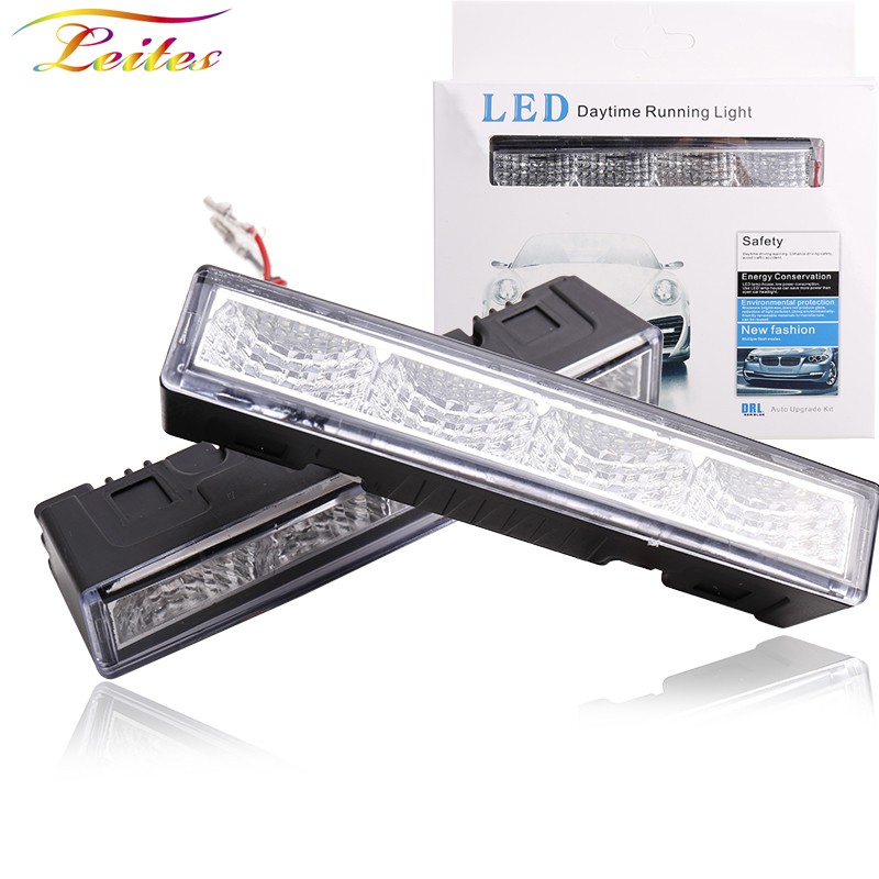 2PCS DRL LED ไฟวิ่งกลางวันกันน้ํา Universal DRL ชุดวันแสงขับรถอัตโนมัติแสงภายนอกสีขาว 12v