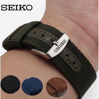 สายรัดไนลอน Seiko No. 5, สร้อยข้อมือหัวเข็มขัดผ้าใบผู้ชายและผู้หญิงกันน้ำและกันเหงื่อ 18 19 20 22 24 สีดำ