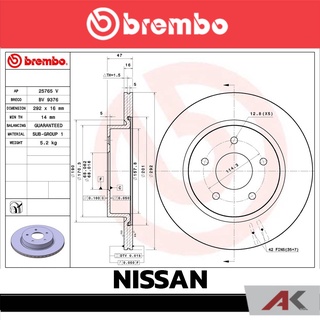 จานเบรก Brembo NISSAN X-Trail T32 หลัง เบรคเบรมโบ้ 09 C929 11 (ราคาต่อ 1 ข้าง)