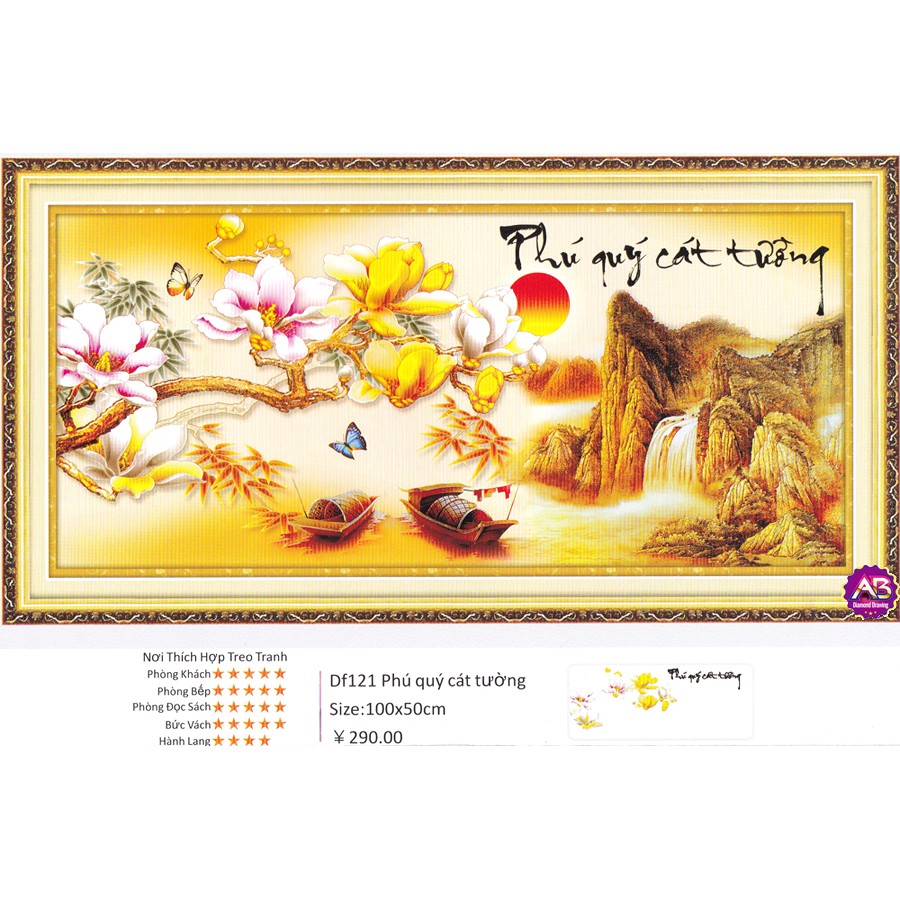 ABC 3D ภาพวาดเพชร Pu Quy Cat Tuong DF121, LG1395 (CUSTOMER SELF-ATCHED) ขนาด: 100X50CM