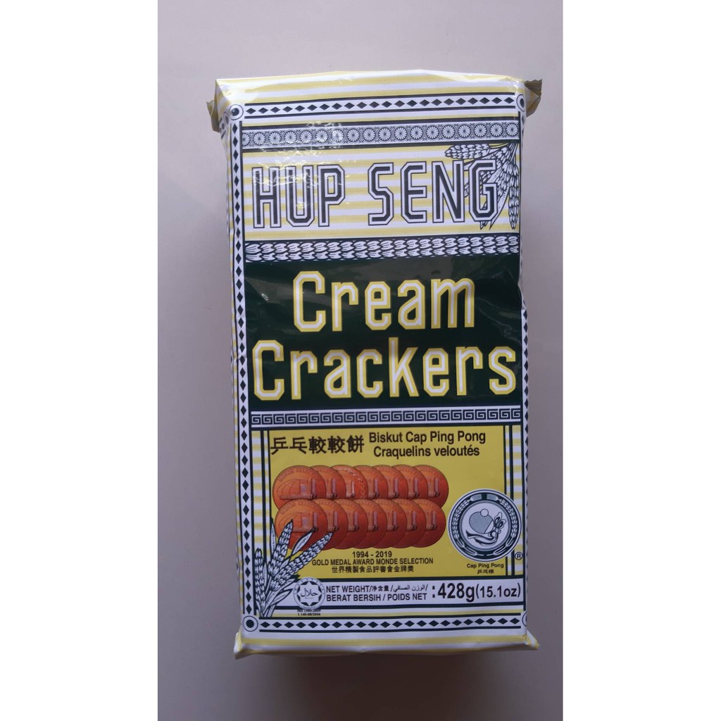 ขนมปังกรอบ ตรา HUP SENG ฮับเส็ง ครีมแครกเกอร์ ชูการ์แครกเกอร์ 428 กรัม Hup Seng Cream Crackers & Sugar Crackers