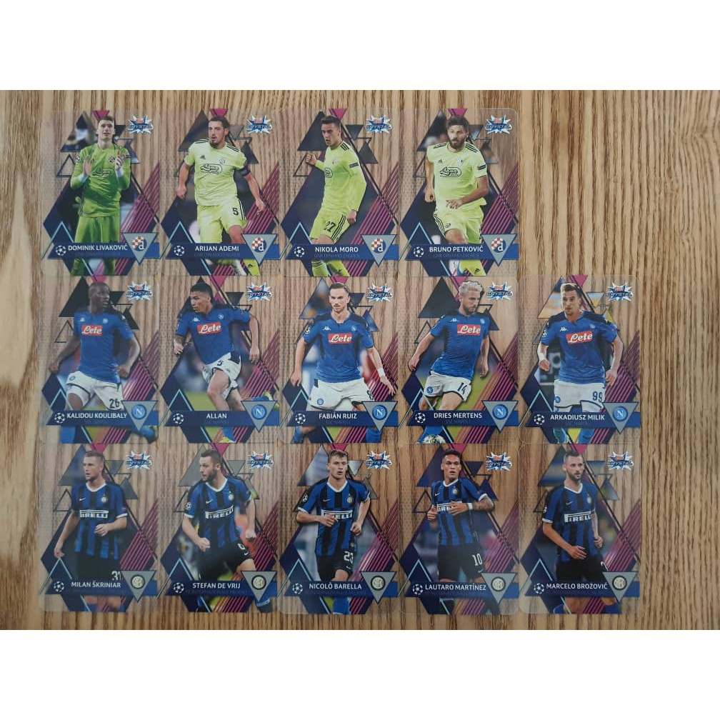 Topps UEFA Champions League Crystal 2019/20 Dinamo Zagreb, การ์ด Napoli & Inter Milan