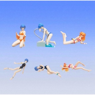 Gashapon Bandai Neon Genesis Evangelion EVA Gashapon Sadamoto Yoshiyuki Collection Beach Swimsuit 6 Trading Figure Set