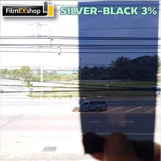 SILVER-BLACK VLT 3% WINDOW FILM ฟิล์มอาคาร ฟิล์มปรอท ฟิล์มกรองแสง ฟิล์มติดกระจก (ราคาต่อเมตร)