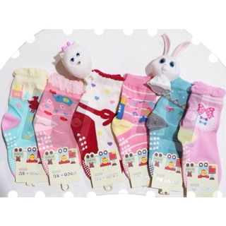 RINLIN ถุงเท้าเด็ก ผู้หญิง 6 คู่ ครึ่งแข้ง แฟชั่น กันลื่น Girl Sport Baby Ankle Cotton Non-Slip Non-Skid Candy Pink Sock