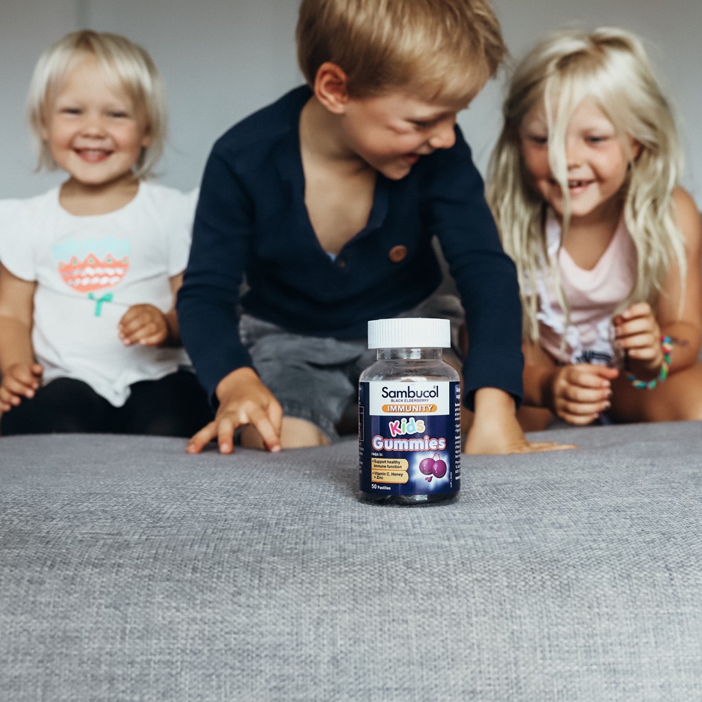 Sambucol Black Elderberry Kids Immunity Gummies 50 Pastilles วิตามินแบบกัมมี่ต้านหวัด ช่วยเสริมภูมิคุ้มกัน