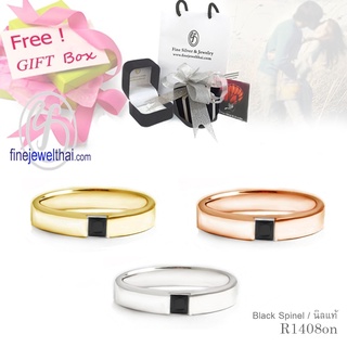 Finejewelthai-แหวน-แหวนนิล-แหวนพลอย-แหวนเงินแท้-พลอยแท้-พลอยประจำเดือนเกิด-Black-Spinel-Onyx-Silver-Ring-R1408on