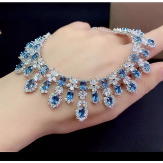 สร้อยพลอยบุษราคัมแท้Naturalblue-Topaz