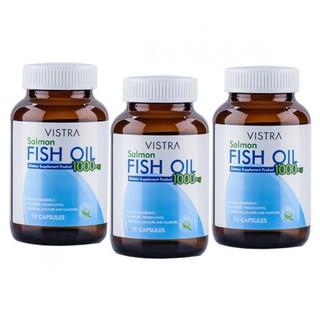 VISTRA Salmon Fish Oil 1000 mg Plus Vitamin E น้ำมันปลาแซลมอน 75 แคปซูลx 3 ขวด