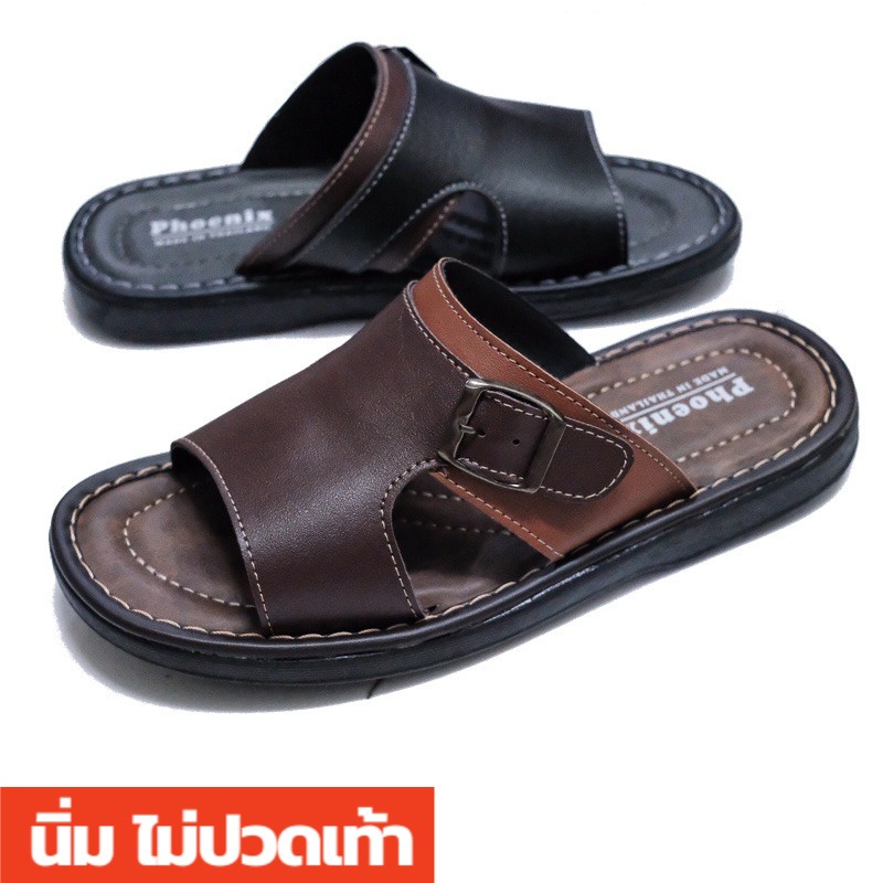 [กรอกโค้ด INC525BR ลดเพิ่ม 30%]รองเท้าแตะผู้ชาย แบบสวม หนังนิ่ม พื้นเสริมนุ่ม ใส่เดินสบาย