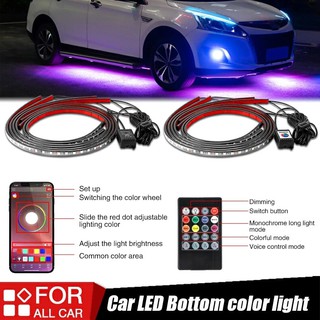 4x รถ Underglow แถบยืดหยุ่น LED รีโมทคอนโทรล / APP Control RGB LED Strip ใต้แชสซีรถยนต์ระบบ Underbody Neon Light