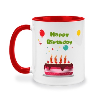 ของขวัญวันเกิด Happy Birthday, แก้วกาแฟเซรามิคสกรีนข้อความพร้อมหูจับ, แก้วกาแฟแบบทูโทน, ของขวัญวันเกิดสำหรับทุกๆๆคน