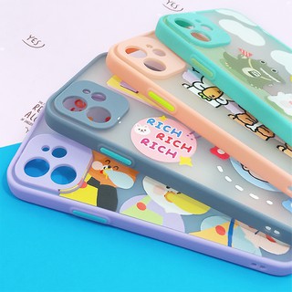 i11/12 SS A20/A30 OPPO A15/A53/F9/F11/PRO/RENO5/ VIV0 Y12/17 Y91 C12เคสขอบสีหลังขุ่น เคสกันกล้อง เคสแฟชั่น เคสหลังขุ่น