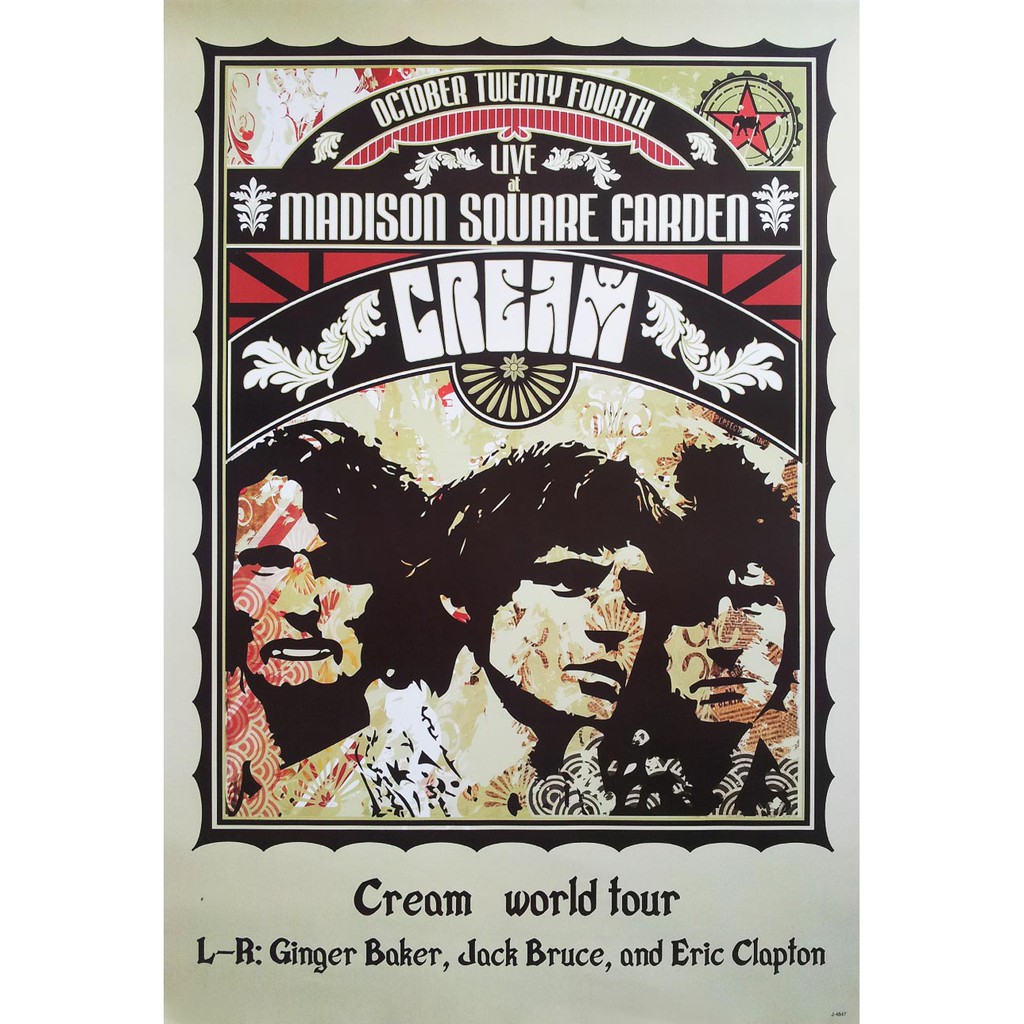โปสเตอร์ รูปวาด คอนเสิร์ต วง ดนตรี ร็อก CREAM POSTER 24”x35” British Rock MUSIC Ginger Baker Jack Br