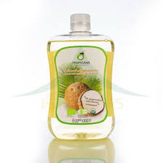 Tropicana น้ำมันมะพร้าวบริสุทธิ์สกัดเย็น ออร์แกนิก 1000ml เเถมสบู่น้ำมันสทมุนไพรทานาคา 100g 1ก้อน