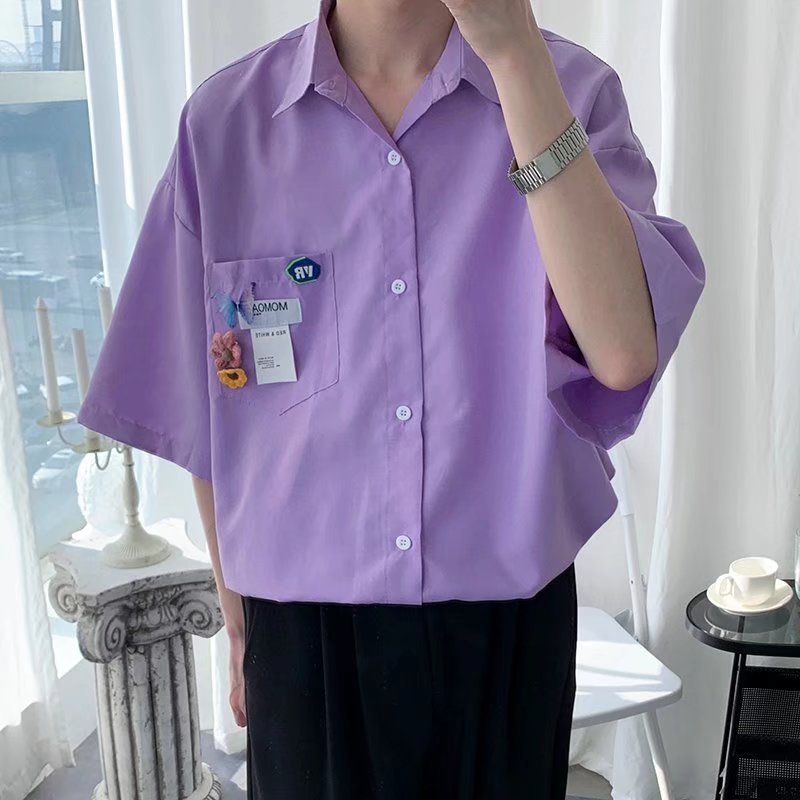 เสื้อเชิ้ตแขนสั้นลําลอง แบบบาง เข้ากับทุกการแต่งกาย แฟชั่นฤดูร้อน สไตล์ญี่ปุ่น และเกาหลี สําหรับผู้ชาย 2022