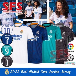 【SFS】เสื้อกีฬาแขนสั้น ลายทีมฟุตบอล Real Madrid 21-22 ชุดเหย้า คุณภาพสูง ไซซ์ S-2XL