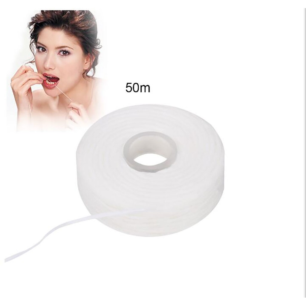 10ม้วนไหมขัดฟันในตัวSpool Wax Mintรสยุโรปเปลี่ยนลวดแบนไหมขัดฟัน 50M/ม้วนรวม 500M