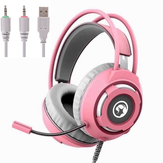 Marvo HG8936 Gaming Headphone สีชมพู สาย USB+3.5 หูฟังเกมมิ่ง