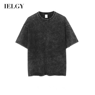 Ielgy เสื้อยืดลําลอง แขนสั้น สีพื้น เรียบง่าย เข้ากับทุกการแต่งกาย สําหรับผู้ชาย