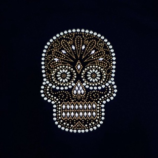 K100 เสื้อยืดติดเพชรลายกะโหลก  Skull Bling rhinestone t-shirt by kunibrand