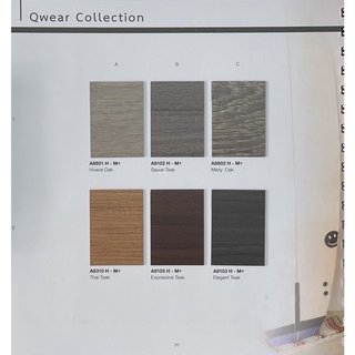 แผ่นลามิเนต Arborite ลายไม้แนวขวาง Qwear Collection ขนาด 120 x 240 ซม. หนา 0.7 มม. ใช้งานตกแต่งภายใน มีหลายลายให้เลือก