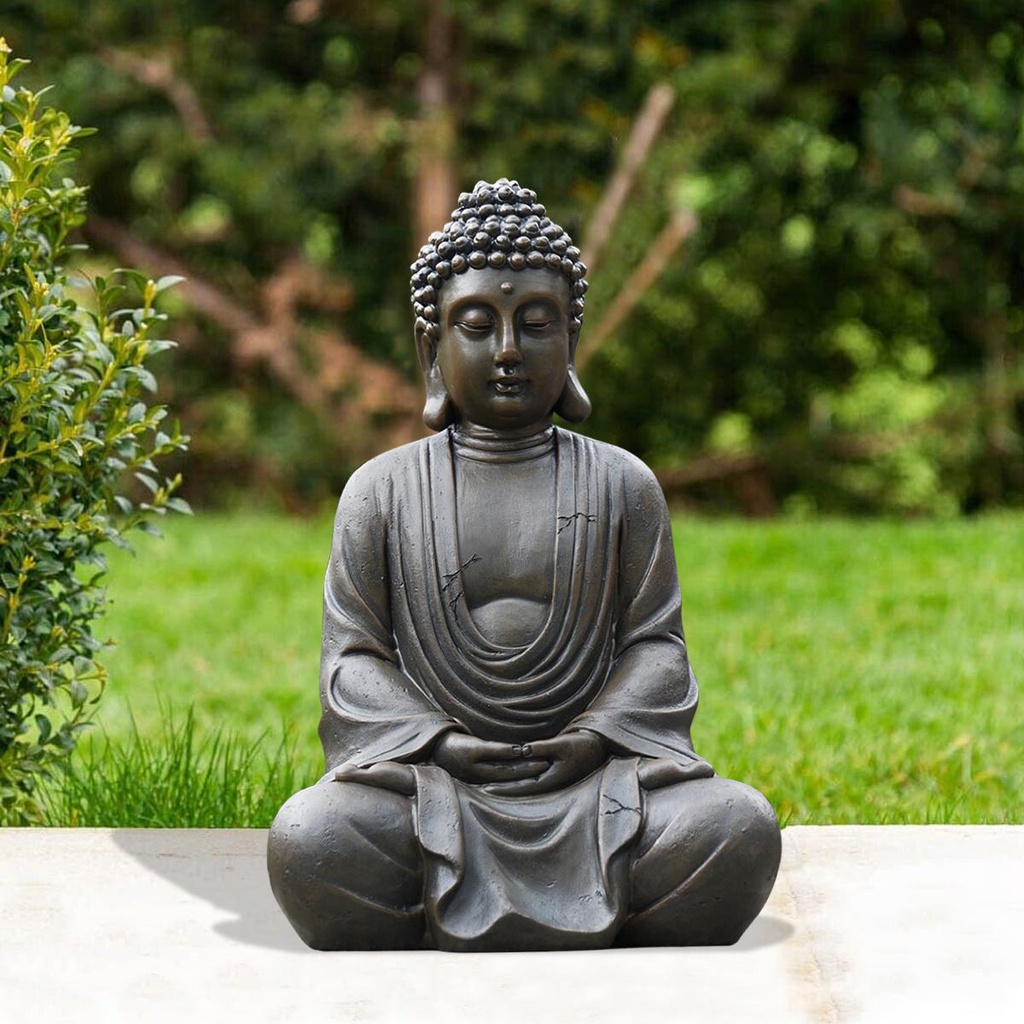 ☊♦♟Goodeco Buddha Statue Home Room Decor Buda Figurine Zen Garden Outdoor Decorations Buddha Sculpture With Necklace Yar