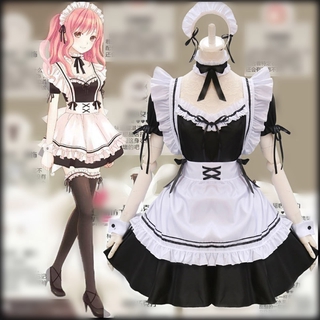 Black Cute Lolita Maid Costumes French Maid Dress Girls Woman Amine Cosplay Costume Waitress Maid Party Stage Costumes