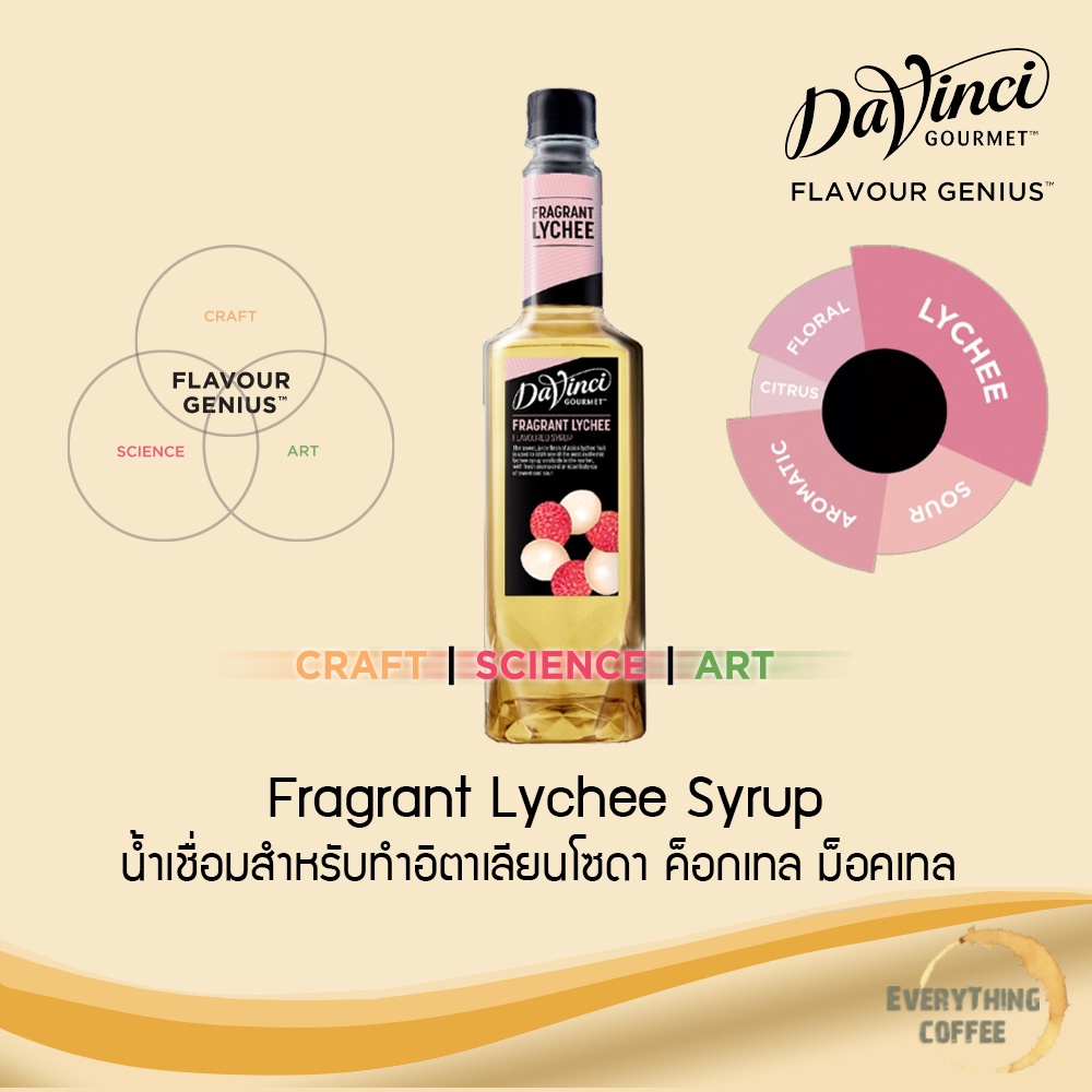 DAVINCI Fragrant Lychee Syrup 750ml น้ำเชื่อมสำหรับอิตาเลียนโซดา ค็อกเทล ม็อคเทล