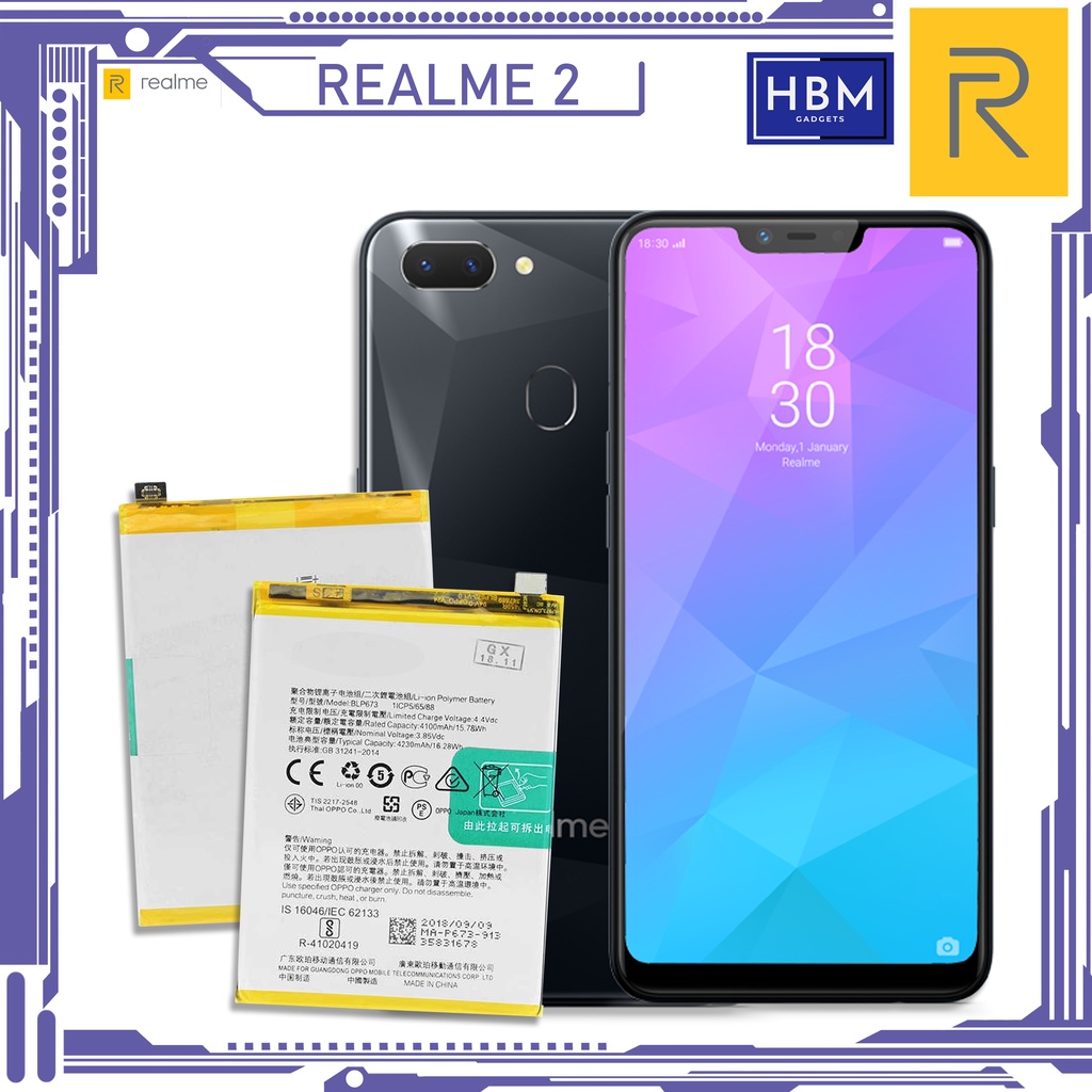 For Realme 2 Battery Original, Premium High Quality Phone Battery, Model: BLP673 (4230mAh) , Battery