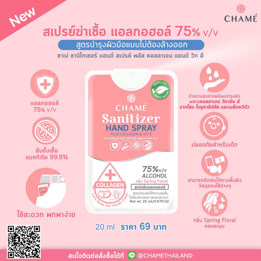 ☏✑CHAME'Sanitizer Hand spary Card เซต 4 ชิ้น💥