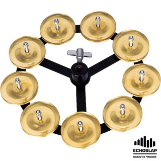 Echoslap C16B Hi Hat Tambourine Jingle Ring แทมโบริน แบบวงแหวน สำหรับติดบนขาตั้งไฮแฮท ตัวประกบโลหะ 9 คู่ (สีทอง)