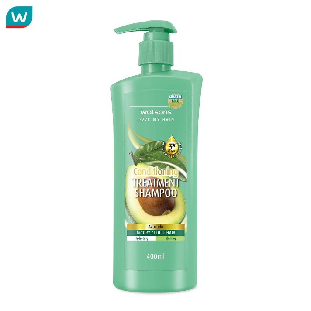 Watsons วัตสัน ทรีทเมนท์ แชมพู อะโวคาโด ฟอร์ ดราย ออร์ ดัล แฮร์ 400มล.