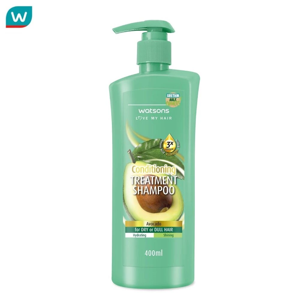 Watsons วัตสัน ทรีทเมนท์ แชมพู อะโวคาโด ฟอร์ ดราย ออร์ ดัล แฮร์ 400มล.