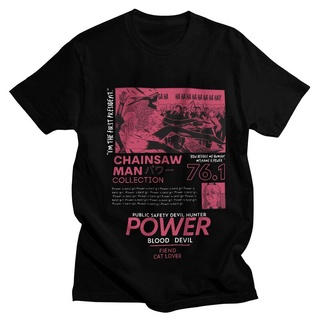 เสื้อยืดผ้าฝ้ายพิมพ์ลายแฟชั่น เสื้อยืดแขนสั้น ผ้าฝ้าย พิมพ์ลายอนิเมะ Chainsaw Man Power Devil สไตล์ฮาราจูกุ สําหรับผู้ชา