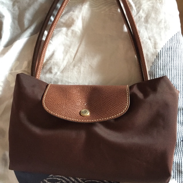 Used longchamp แท้100% สีน้ำตาล หูยาวm