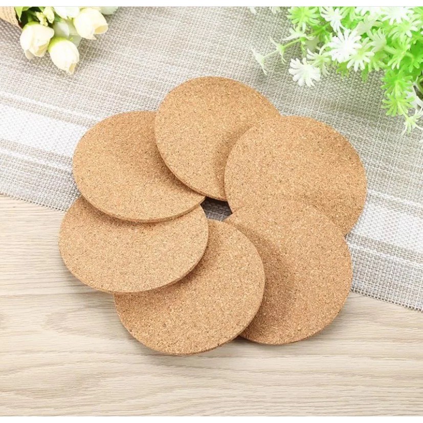 Cork coaster จานรองแก้ว จำนวน 12 ชิ้น ไม้คอร์กแบบละเอียด จานรองแก้วกาแฟ กาแฟ มีสินค้าพร้อมส่ง