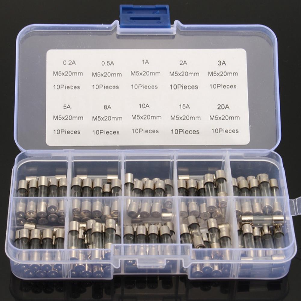 ชุดฟิวส์หลอดแก้ว 0.2A 0.5A 1A 2A 3A 5A 8A 10A 20 มม.