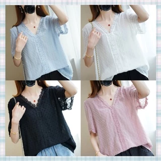 LHfashion ขายดีประจำฤดูกาล✨เสื้อแฟชั่นปักลายลูกไม้ทั้งตัว เนื้อผ้านิ่มสวมใส่สบาย 💞 นิยม ฮิต 💯 เรียบง่ายและหลากหลาย 🛍️