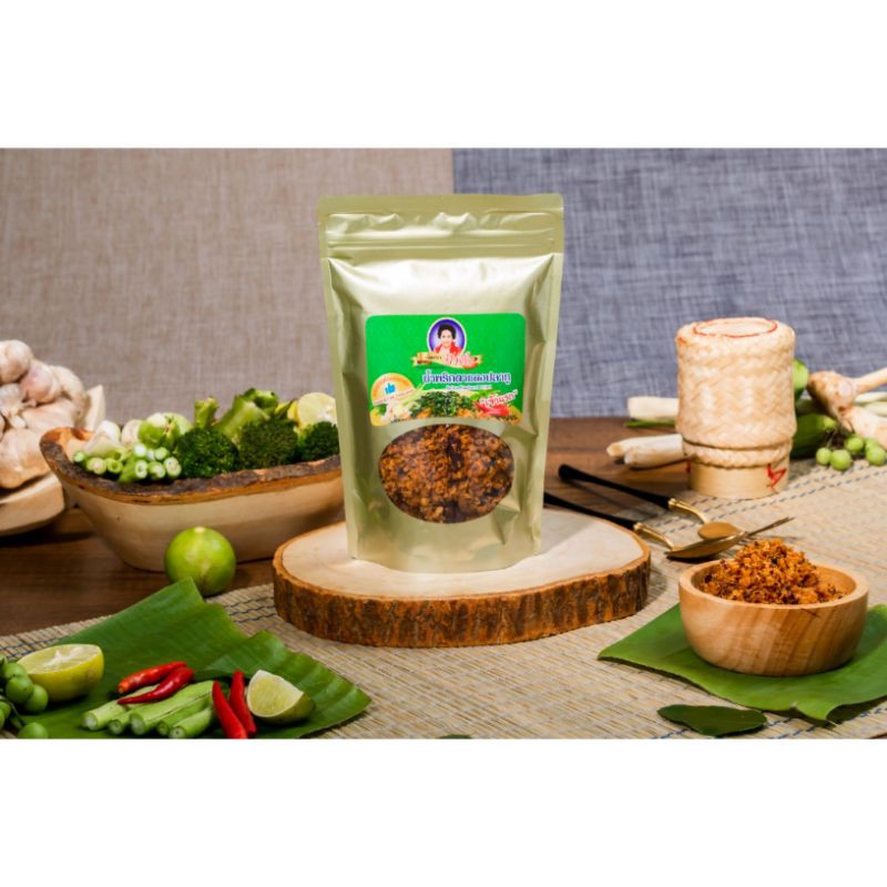 น้ำพริกป้าติ๋วน้ำพริกนรกตาแดงปลาทู 300 กรัม 160 บาท