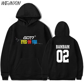 เสื้อ Kpop Got7 Pullover Hoodies ชายชื่อสมาชิกตัวอักษร Print Sweatshirt คู่เสื้อผ้า Eyes On You Hoode