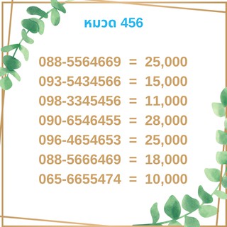 เบอร์มงคล 456 เบอร์มังกร เบอร์จำง่าย เบอร์รวย เบอร์เฮง ราคาถูก ราคาไม่แพง