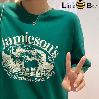 littlebee🍄2272✨พร้อมส่ง✨ เสื้อยืดแฟชั่นไซส์ใหญ่ oversize เสื้อยืดแนวสตรีท เสื้อผ้า แฟชั่น ผู้หญิง ฮิปฮอป 2สี