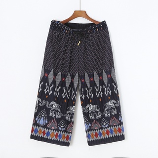 กางเกงอัดพลีทขาสั้นเลยเข่าขากว้างทรงหลวม รุ่น720#ผ้าหนังไก่เ…