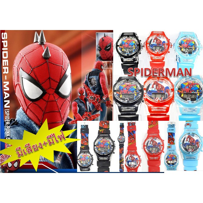 (พร้อมส่ง)นาฬิกาเด็ก Spiderman/Ben10  มีเสียงเพลง+มีไฟ จอแสดงผลLED นาฬิกาข้อมือเด็กผู้ชาย สกินลายที่สาย RC120-4