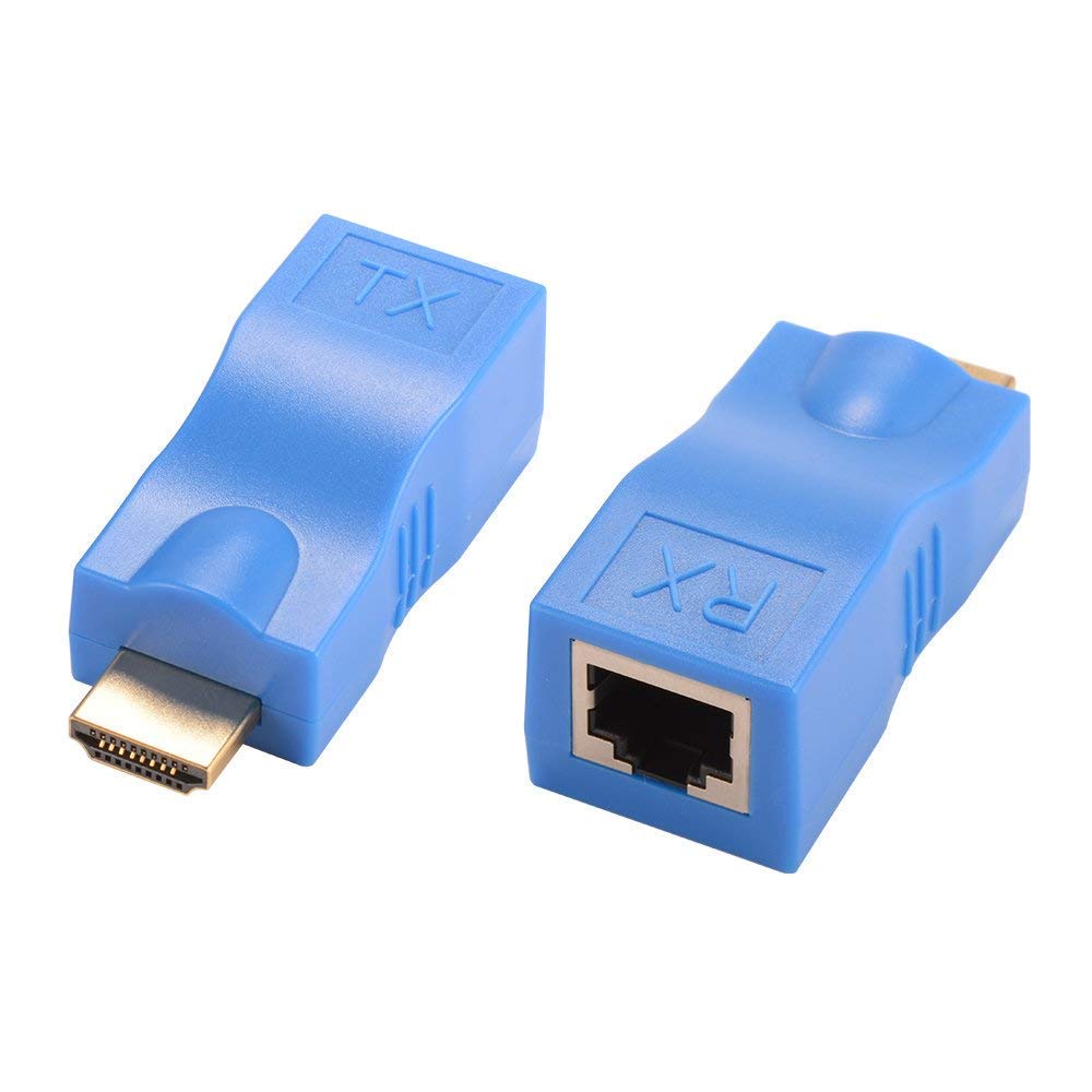 30M HD To LAN Port RJ45 Network Cable Extender Over by Cat 5e/6 1080p Blue