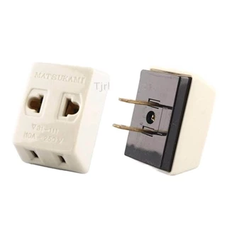 Matsukami ปลั๊กสามตา 2 ขาแบน สีครีม 10A 250V มี มอก. พลาสติกคุณภาพดี ภายในเป็นทองเหลืองแท้