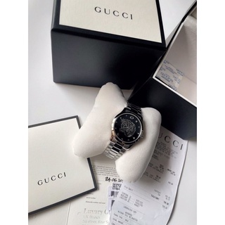 🦋สินค้าพร้อมส่ง🦋  New🍥 Gucci G Timeless 🐯 หน้าปัดดำ ลายเสือ ขนาด 38mm. 🇮🇹 มีใบรับประกัน สวย หรู ราคาดีมากก